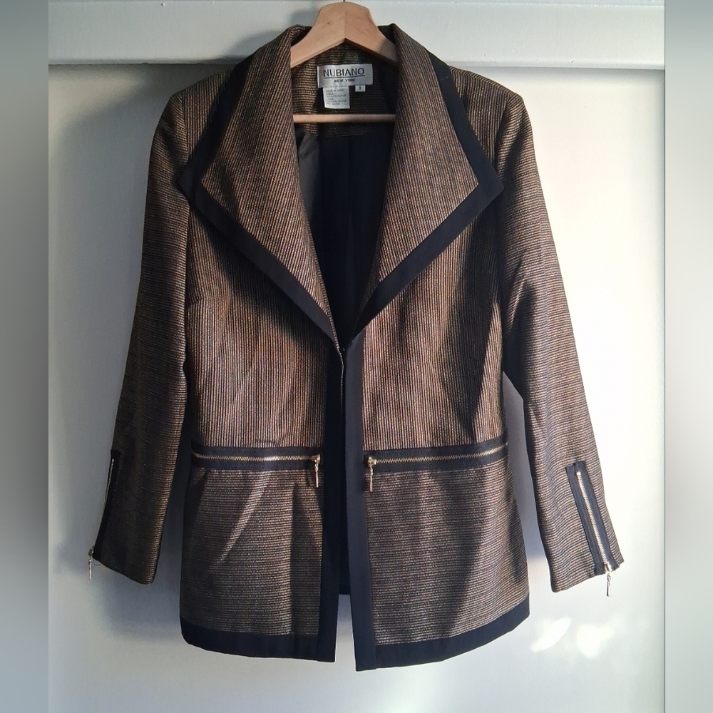 Vintage Nubiano Blazer Black Gold Preppy Wedding Workwear Office 8